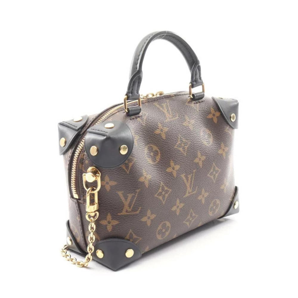 Louis Vuitton Monogram Malle Brown Black Handbag Leather Souple Canvas